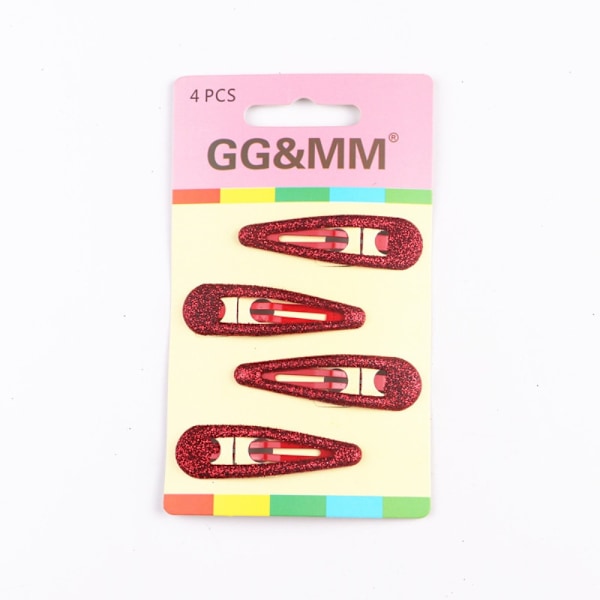 4 stk Hårspænde Glitter Hårnåle MØRK RØD Dark red