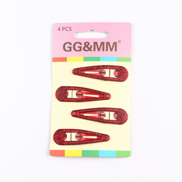 4stk Hårklemme Glitter Hårnåler MØRK RØD Dark red