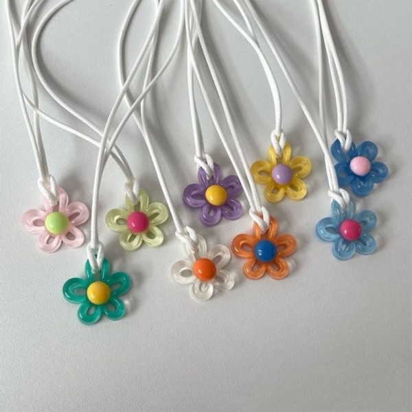 30st Kedja Halsband Tillbehör ihåliga blomma hänge ROPE Rope 3-white