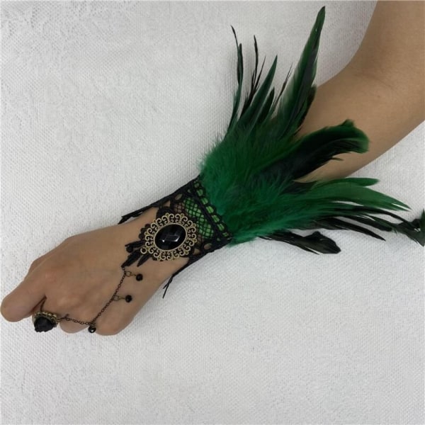 Gothic Feather Gloves Pitsikäsineet MUSTA Black
