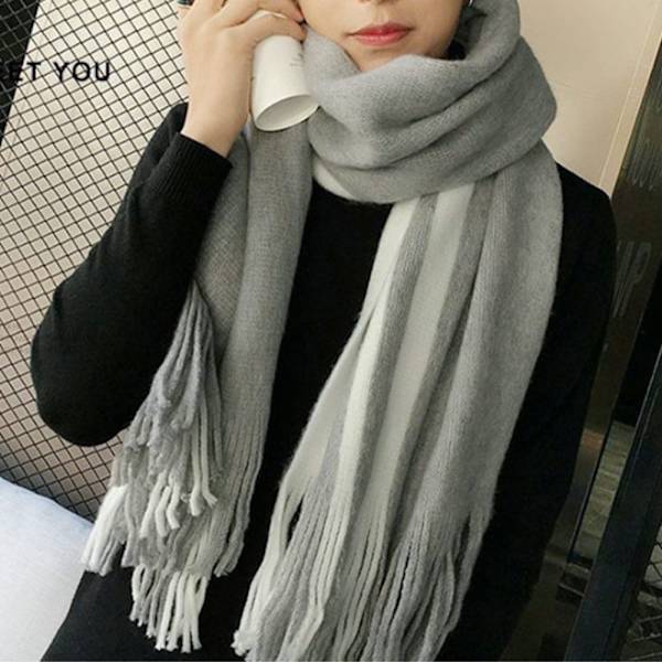 Luksus Cashmere Fargematching Dame Skjerf Vintersjal STYLE3 style3