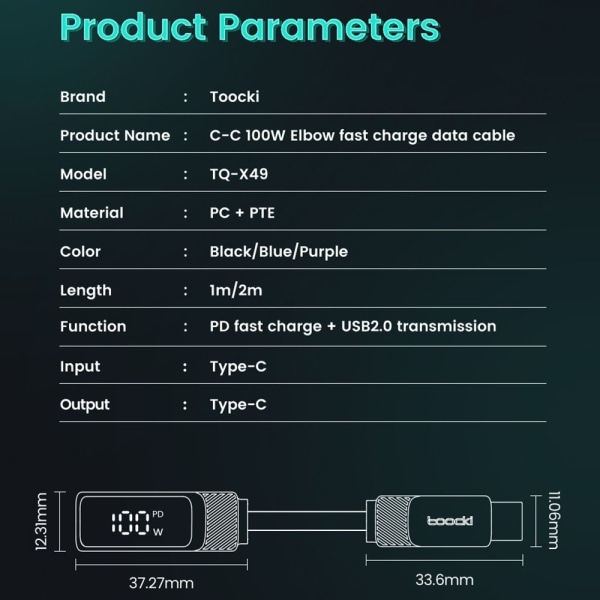 USB Type C -kaapeli Pikalatauskaapeli CC MUSTA CC MUSTA C-C Black