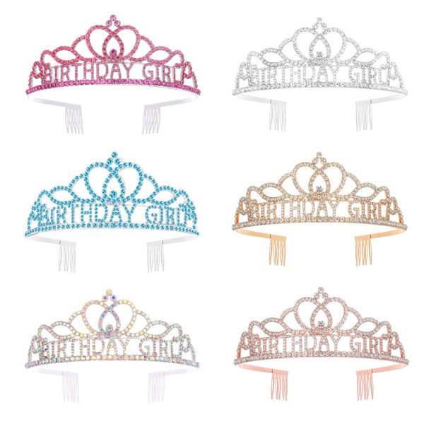 Fødselsdagskrone Tiara Krystal Rhinestone Krone BLÅ Blue