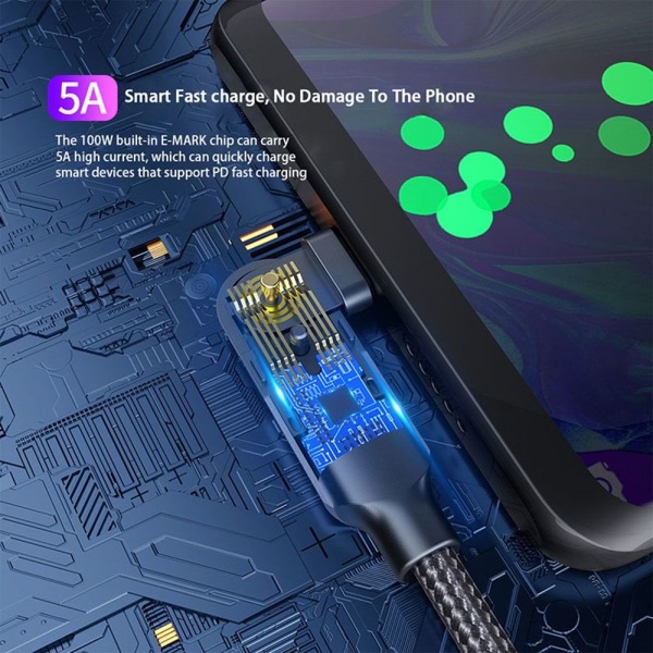 USB C til Type-C kabel PD 100W 2M 2m