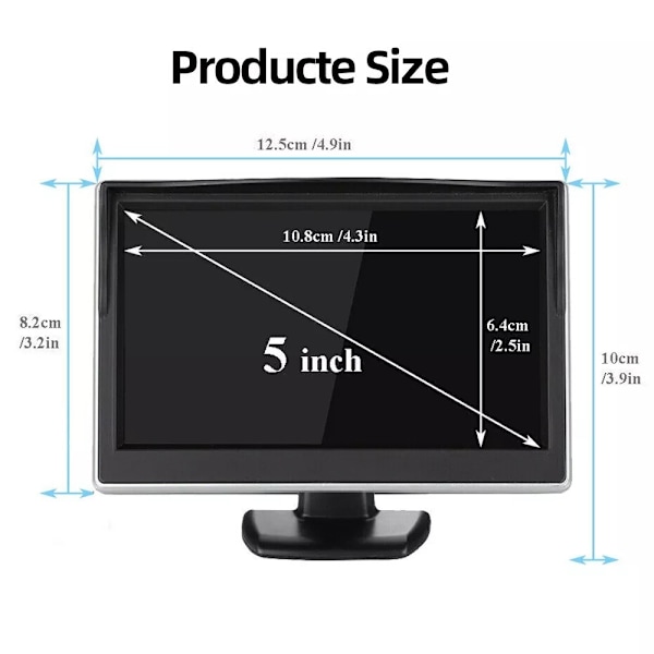 5 tuuman Driving Recorder Screen Screen Monitor Auto DVR Dash Cam