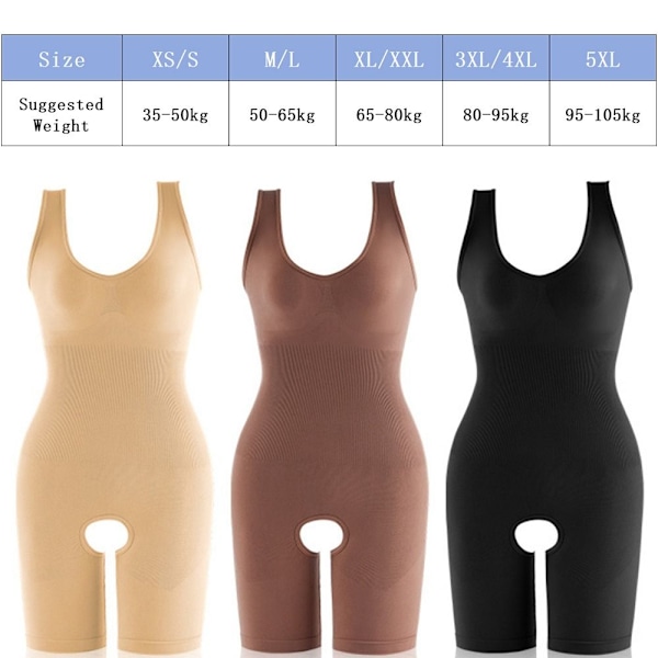 Bodysuit Shapewear Slankende Undertøj KAFFE 3XL/4XL coffee 3XL/4XL
