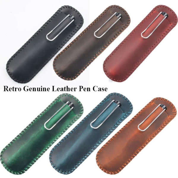 Retro Pen Case Læder Pencil Taske 4 4 4