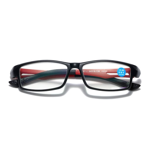 Anti-blått ljus Läsglasögon Fyrkantiga glasögon RÖD STYRKA Red Strength 350