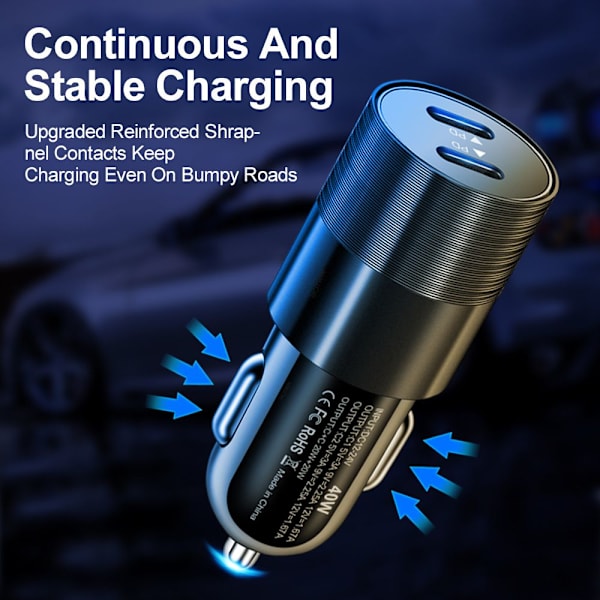 40W USB-C Nopea Auton Latauslaite 2 Porttia Adapteri Kaksois-Type C MUSTA black