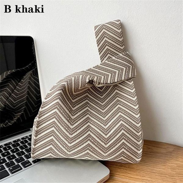 Stickad handväska Knot handledsväska KHAKI B B khaki B-B