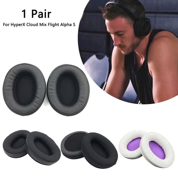 1 par erstatnings øreputerpute for HyperX SVART PROTEIN Black Protein Leather-Protein Leather
