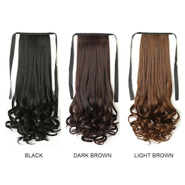 38-58 cm Medium Lång Peruk Wrap Around Hästsvans MÖRKBRUN M dark brown M