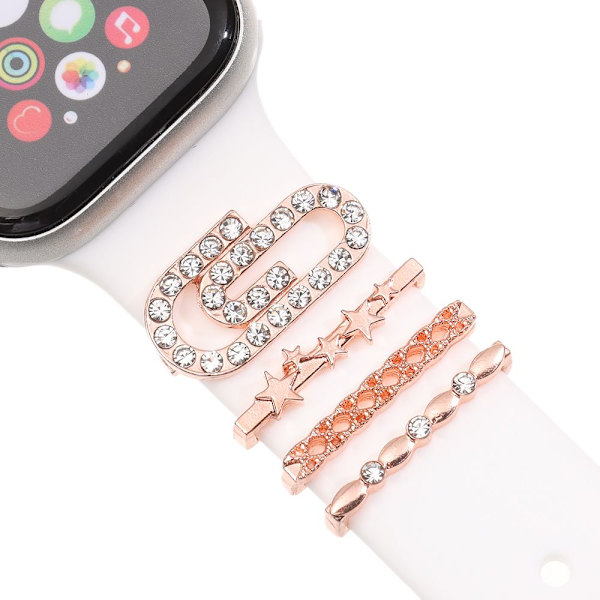 Ornament Dekorativ Ring Armband Berlocker För Apple Watch gold D-D