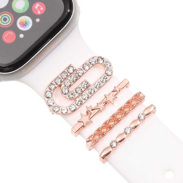 Ornament Dekorativ Ring Armband Berlocker För Apple Watch rose gold A-A