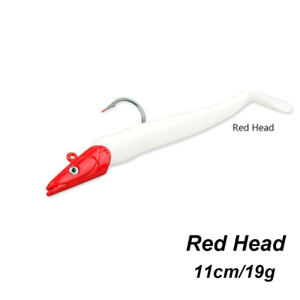 Fisk Ål Lure Artificiellt mjukt bete RÖTT HUVUD -19G Red Head -19g