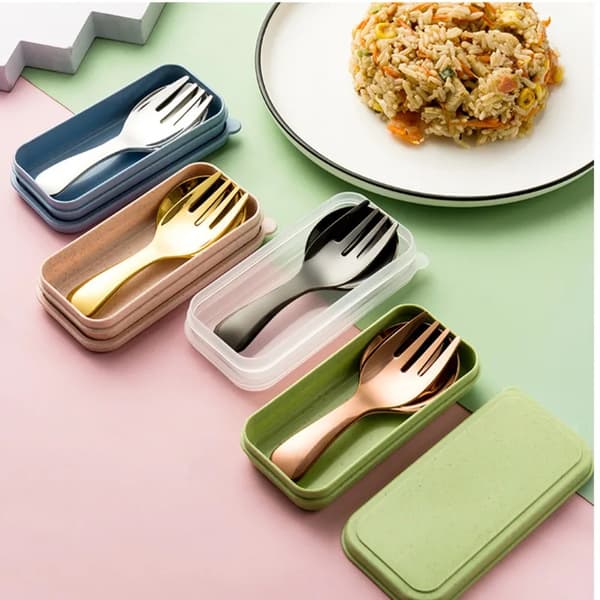 2 kpl/ set set ulkoruokailuastiat HOPEAA silver