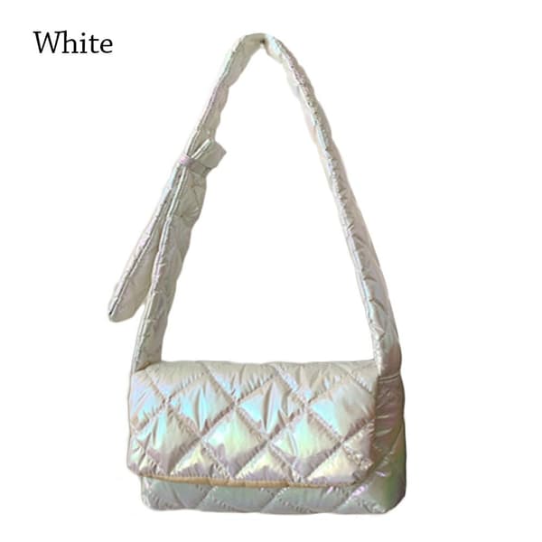Plaid skuldertasker Puffy Håndtasker HVID white