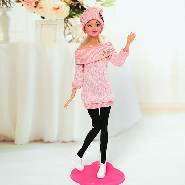 1 Set Dockor Byxor Vinterkläder Tröjor ROSA Pink
