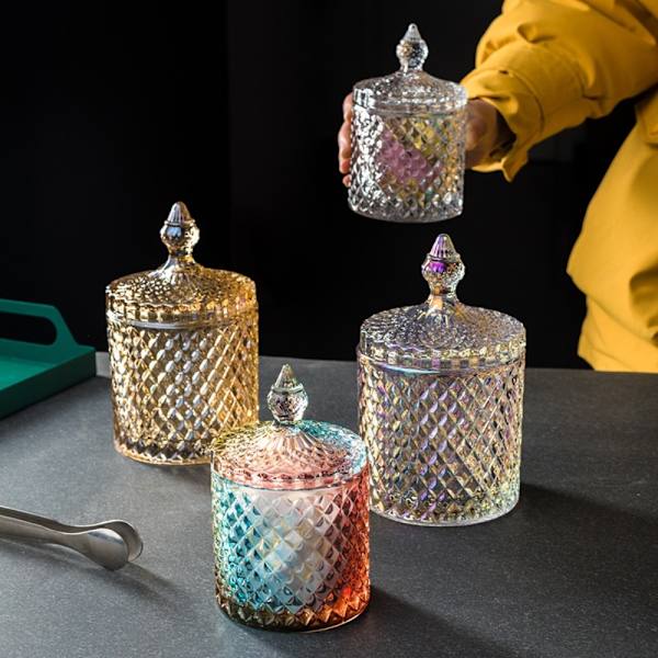 300/600 ml lasisäilytys, purkitettu timanttikarkkirasia, läpinäkyvä transparent 600ml-600ml