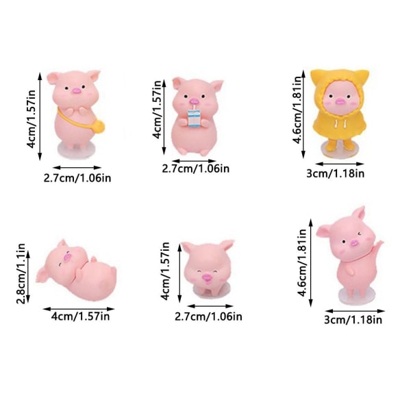 6 Stk Bil Ornamenter Piggy Center Konsol Dekoration Bil