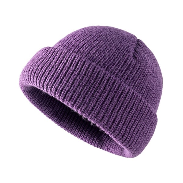 Manschettstickad cap Stickmössa LILA purple