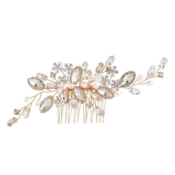 Morsiamen hiuskampa Crystal Hair Comb GOLD Gold