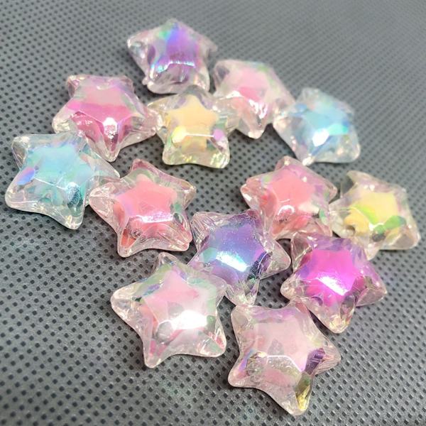 Star Beads Transparent Beads Farverig Perle