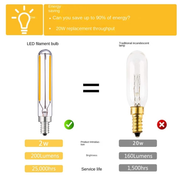 Krystalpære T20 LED-pære 1W 2200KE14 220V E14 220V 1W 2200KE14 220V