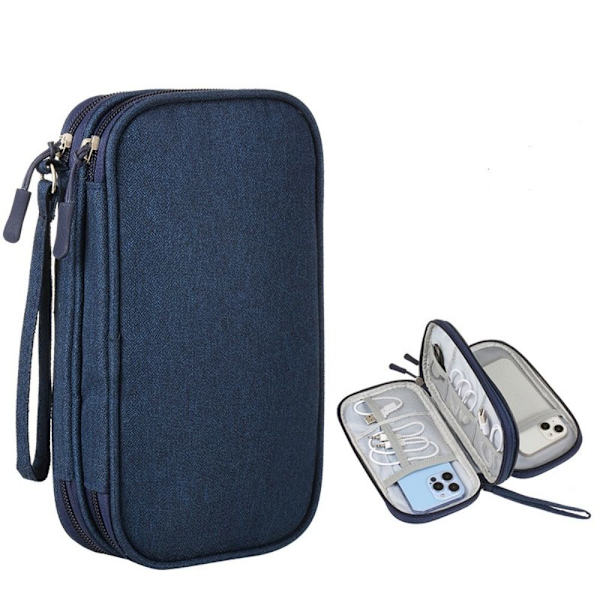 Headset Cable Bag Charging Treasure Bag MARINBLÅ 21 X12,5 Navy Blue 21 x12.5 x6.5cm