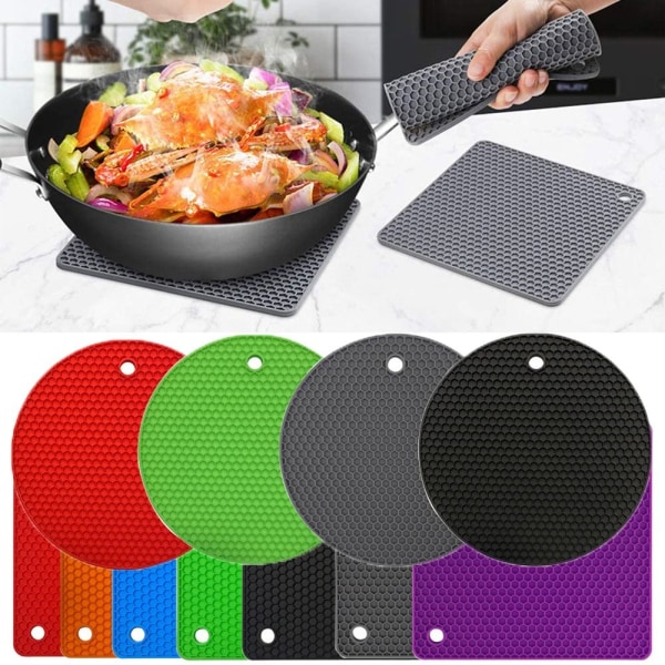 Silikonitrivet-matto kuumalle kattilalle ja pannulle MUSTA NELIÖ Black Square-Square