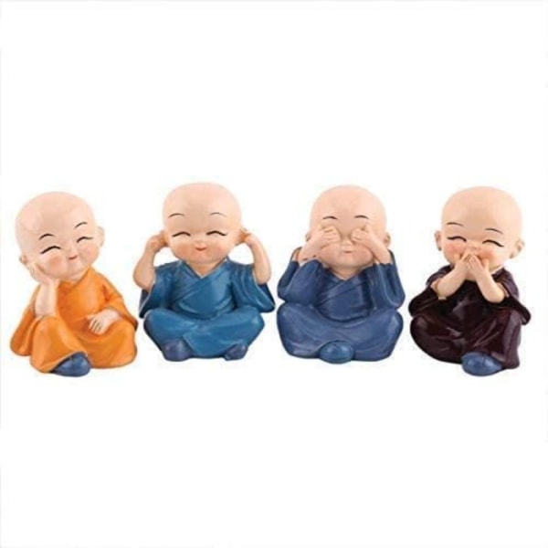 8 kpl Little Monk Resin Doll Ornaments Söpö munkkipöytä 4 pcs