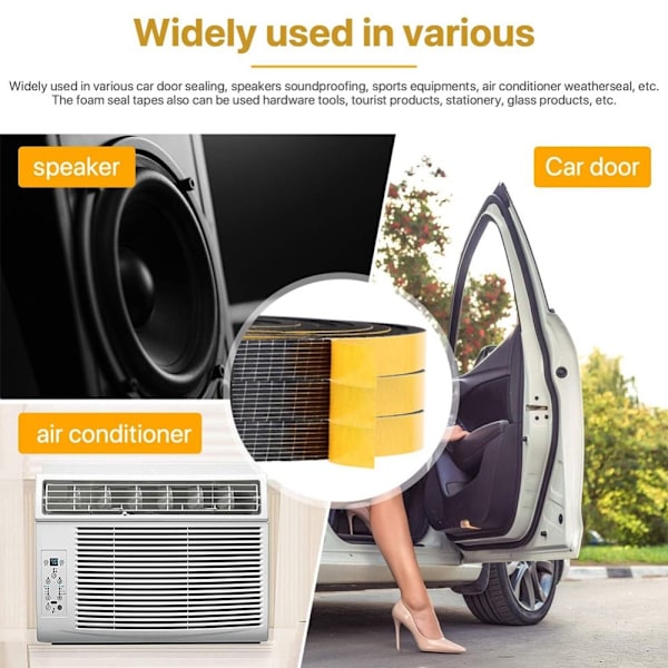 3 rullaa Foam Seal Tape Weather Stripping Foam Weatherstrip