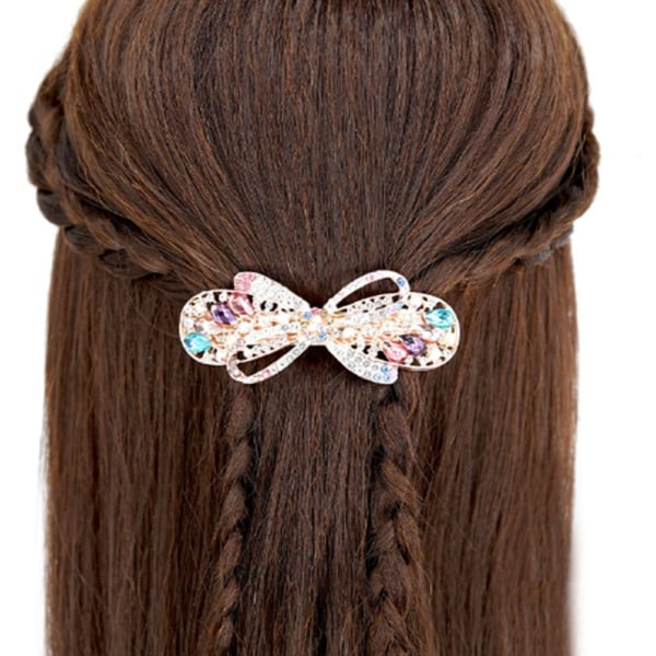 Crystal Bowknot Hair Clips Hair Barrettes PURPLE Purple