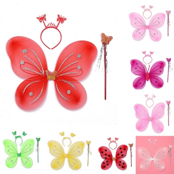 3 stk/sæt fancy kjole glitter butterfly STIL 1-KUN VINGER STIL Style 1-only wings