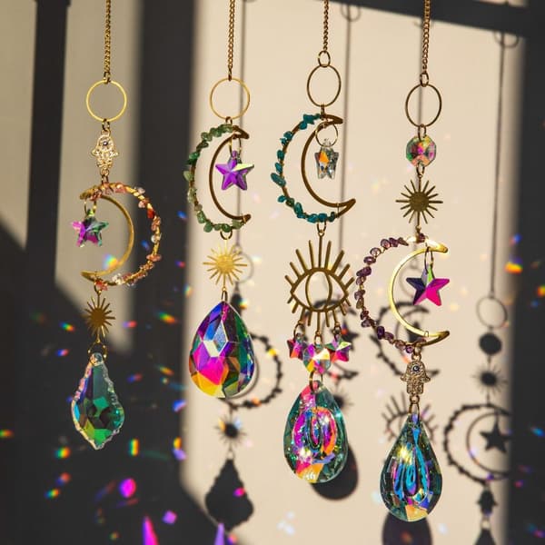 Sun Catchers Crystal Moon Shape BLÅ blue