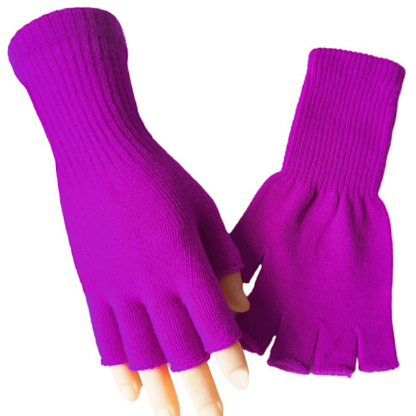 Stickade handskar Lång vante LILA Purple