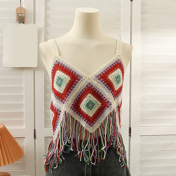 Crop Tops Broderade Suspender WHITE White