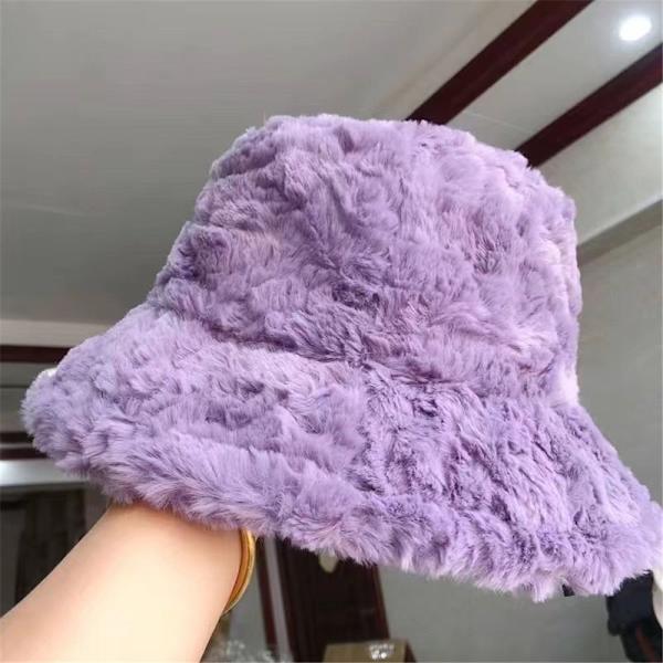 Plysch Bucket Hat Fisherman Cap LILA Purple