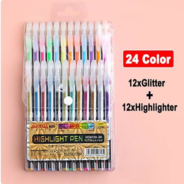 Highlighter Gel Pen Farvet Neutral Pen 12 FARVER 12 FARVER 12 Colors