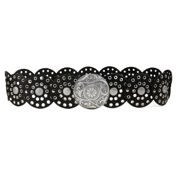 Skivebælte Hulbælte SORT SØLVSPÆNDE SØLVSPÆNE Black Silver Buckle-Silver Buckle