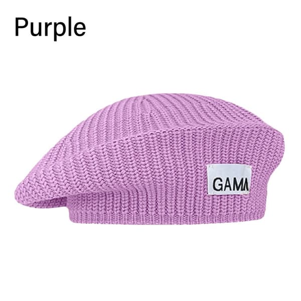 Stickad baskermössa Varm cap LILA purple