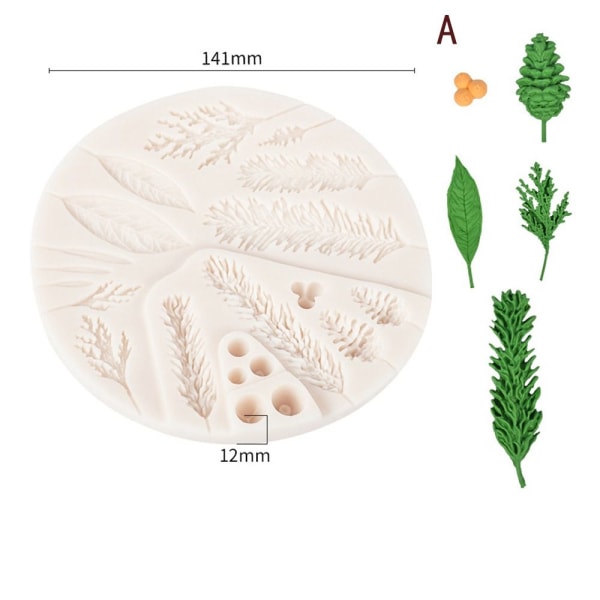 Fyrrebladssilikoneform Fondantkageform F F F