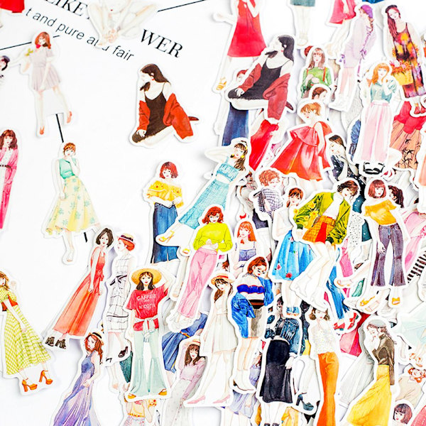 100/171 ST Mori Girls Stickers Cartoon Silhouette Paster