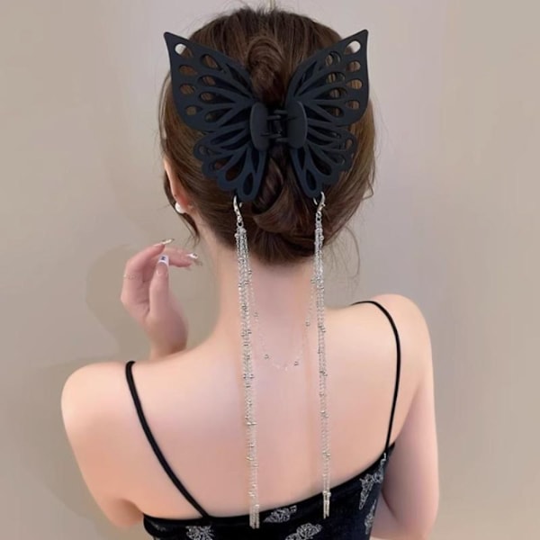 Butterfly Tupsu Hair Claw Ponytail Claw Clip MUSTA black