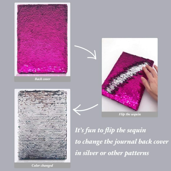 Hjerteformet håndbog Sequin Flip Able Notebook Dagbog Brevpapir