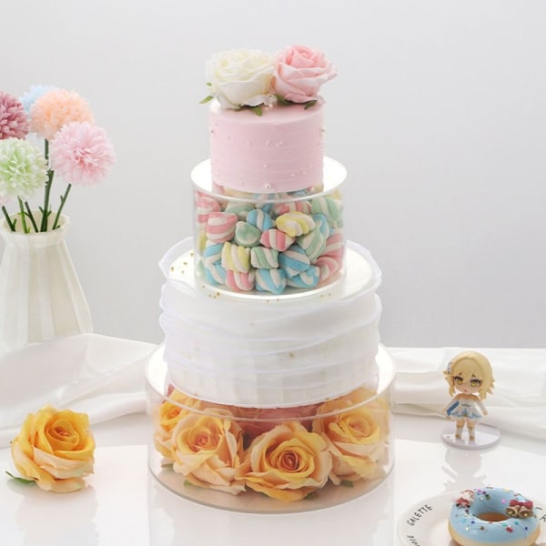 2 stk Akryl kakestativ Sylinder Display Riser Cake Tier