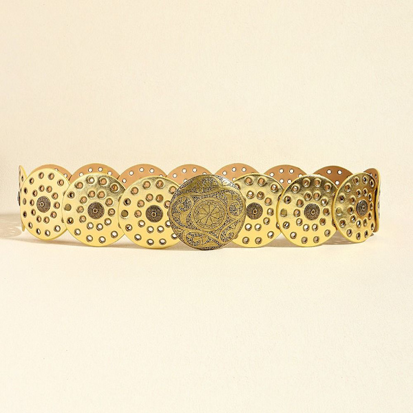 Skivbälten Ihåligt bälte BRUNT GULDSPÄNNE GULDSPÄNNE Brown Gold Buckle-Gold Buckle