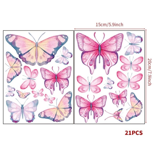 Lysende sommerfugle vægklistermærker Glødende sommerfugle Decals PINK pink