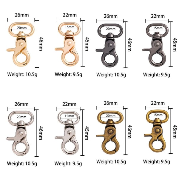 5 st löstagbara Snap Hook Trigger Clips BRONS 20MM Bronze 20mm