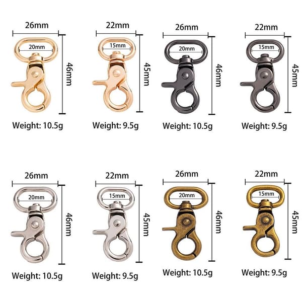 5st löstagbara Snap Hook Trigger Clips SILVER 15MM Silver 15mm